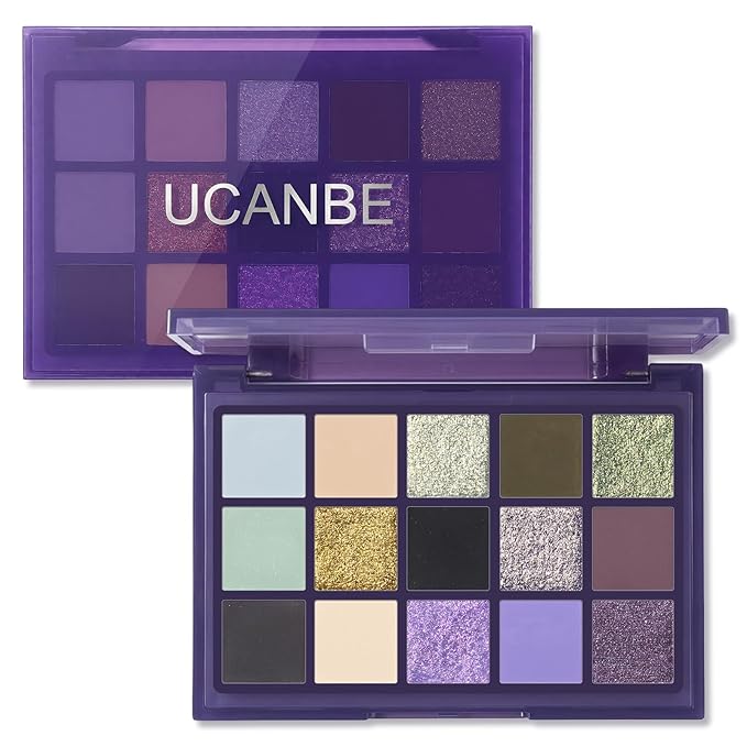 UCANBE 15 Color Eyeshadow Palette – Matte, Shimmer & Metallic Shades, Highly Pigmented, Smooth Blendable Eye Shadow Makeup Pallet Kit for Natural to Bold Looks