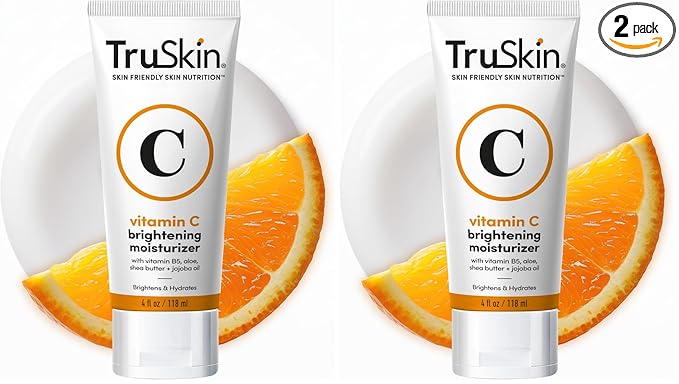 TruSkin Vitamin C Face Cream – Brightening & Hydrating Daily Moisturizer with Vitamin E, B5, Jojoba Oil & Green Tea – Smooth, Radiant-Looking Skin, 4 Fl Oz (Pack of 2)