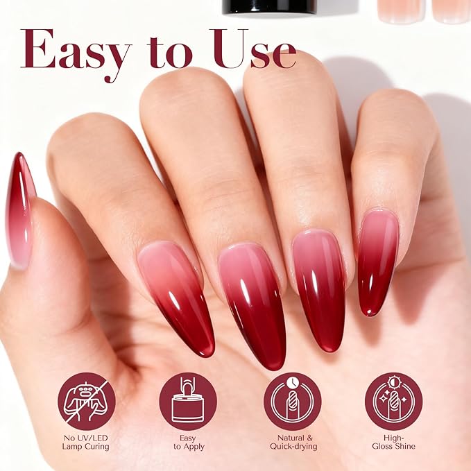 AZUREBEAUTY Dip Powder Set 6 Pcs Jelly Blush Gradient , Natural Dipping Powder French Nail Art Starter Manicure Salon DIY at Home