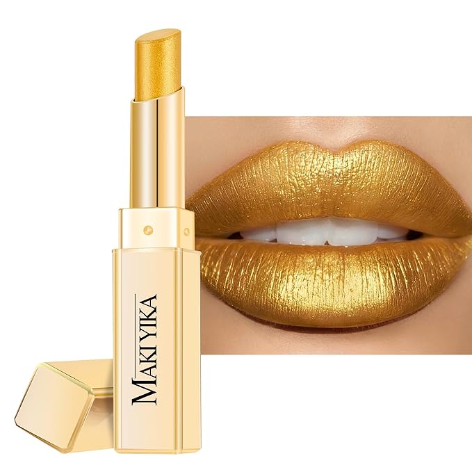 MAKI YIKA Moisture Gold Lipstick for Women Hydrate Tinted Lip Balm for Mother's Day Dry Cracked Lips Sheer Lipstick Lip Tinted Glossy Finish,MA072 Winner Gold