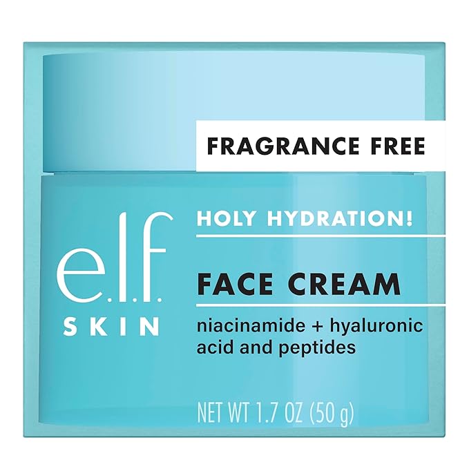 e.l.f. SKIN Holy Hydration! Face Cream with Hyaluronic Acid, Fragrance Free, Niacinamide & Peptides, Nourishing Moisturizer, Vegan & Cruelty-Free