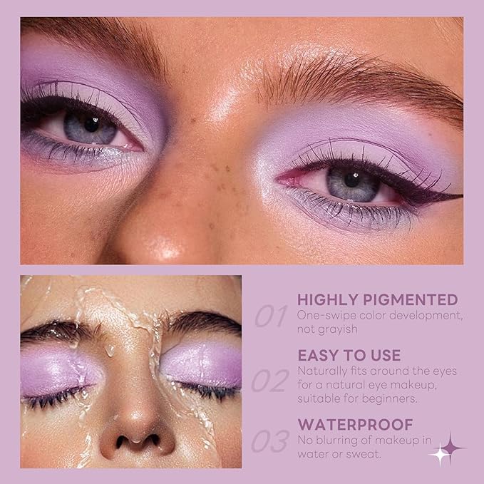 HOSAILY Light Purple Single Matte Eyeshadow, Velvet Eye Shadow Pressed Powder Primer Base Makeup, High Pigmented LongLasting Violet Lavender Eye Shadow Palette Makeup, sombras para ojos 02