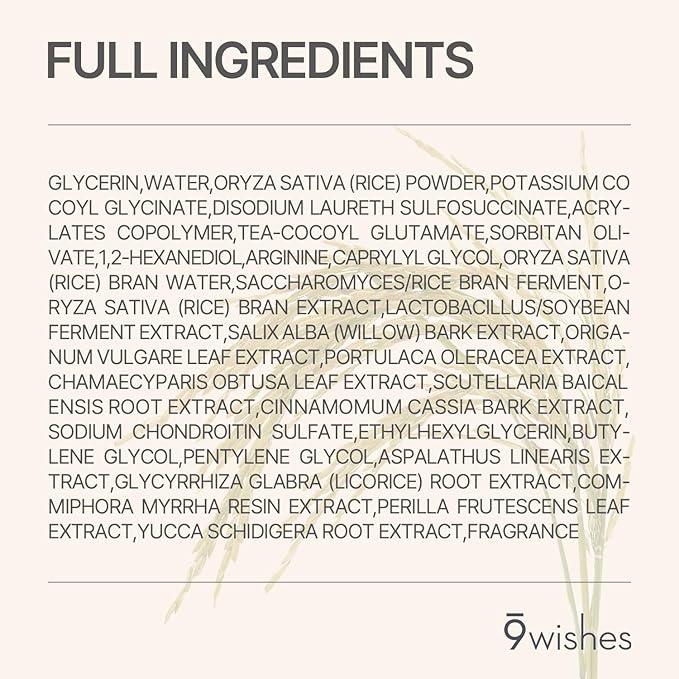 9 wishes Rice Foaming Cleanser - Korean Skin Care Facial Cleanser & Face Wash, Gentle Hydrating Cleanser for Sensitive Skin, Non Stripping Pore Cleansing Face Wash - 120ml / 4.05 fl.oz.