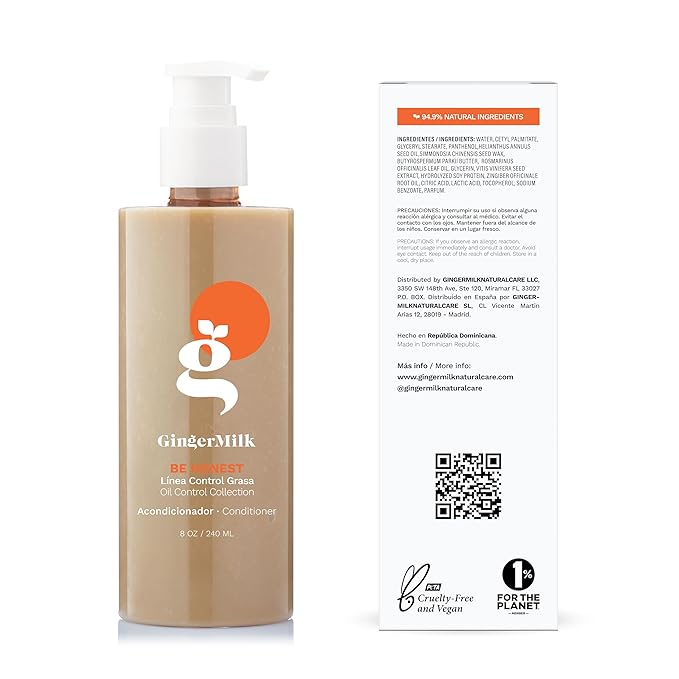 Ginger Milk BE HONEST Conditioner for all hair types. Rich in botanical actives and vitamins for optimal suppleness and shine. (8.5 fl oz.)