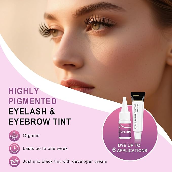 Eyelash & Eyebrow Color Kit,Professional Instant Lash & Brow Color Kit with Natural Results,Easy to Use,Eye Brow & Eye Lash Coloring Set DIY Hair Coloring for Salon Home Use 7ml (Black)