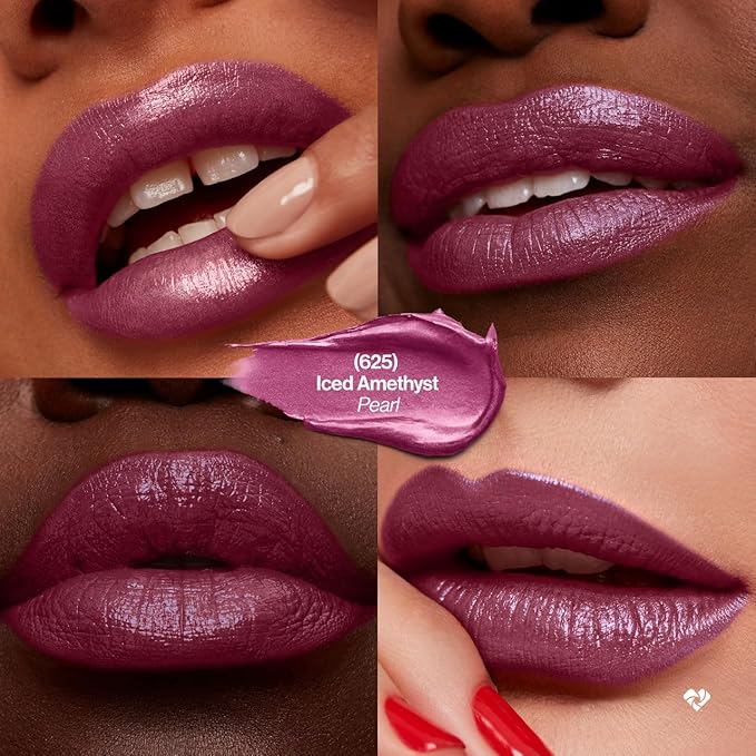 REVLON Super Lustrous Lipstick, Creamy Formula For Soft, Fuller-Looking Lips, Moisturized Feel, Iced Amethyst (625), 0.15 oz (Pack of 2)