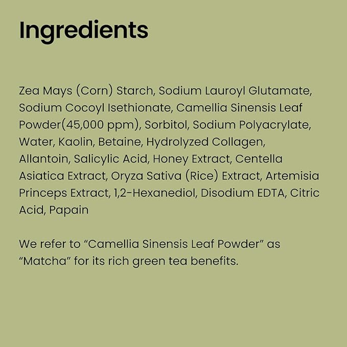 FRESH MATCHA PACK CLEANSING POWDER, Matcha Mask, Ceramide, Gentle Face Wash, Radiant Skin, Facial Cleanser for Dry Skin, Korean Skincare, Fragrance Free, 40g/1.41fl.oz.