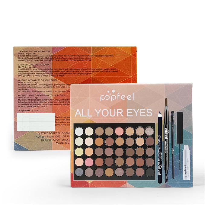 Eye Makeup Kits for Women, Eye Makeup Set for Beginners, Mother's Day Makeup Gifts for Women Girls, Makeup Essential Bundle Includes Eyebrow Pencil, Eyeliner Pen, Mascara, Eyeshadow Palette,Brushes