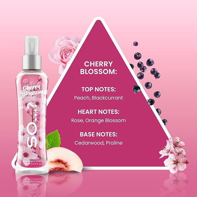 Cherry Blossom Body Mist by So…? for Women - 3.5 oz Body Mist - Pack of 3