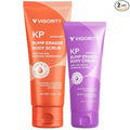 KP Bump Eraser Body Scrub & Keratosis Pilaris Lotion Set with 10% AHA + BHA – Strawberry Legs Treatment for Women & Man - Exfoliates & Deeply Hydrates for Smoother Healthy-Looking Skin