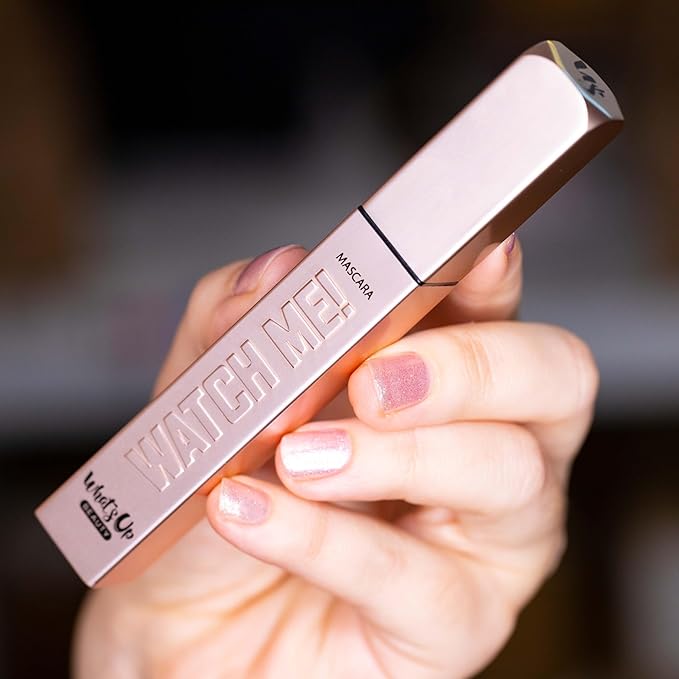 Whats Up Beauty - Watch Me! Black Volumizing and Lengthening Mascara with Peptides + Vitamin B5 | Clean, Cruelty-Free, Sustainable | Made in Italy | Lash Care for Conditioning & Strength
