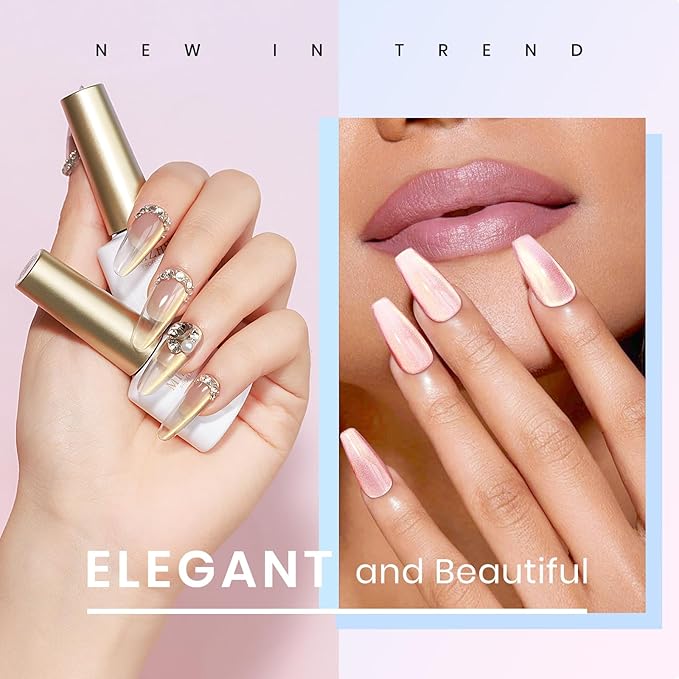 MIZHSE Cat Eye Gel Nail Polish Set, 6 Colors Dawn Ceramic Magnetic Gel Polish with Magnet Stick, Trendy Salon French Nail Polish Kit DIY at Home Gift Set for Women