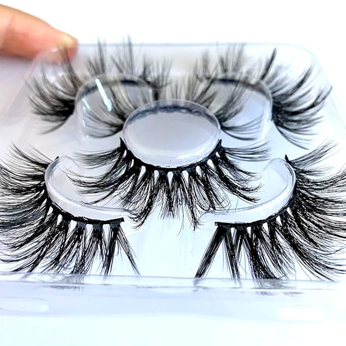 Sunniess False Eyelashes 25 mm Lashes Fluffy Wispy Volume Fake Lashes for Halloweens Cosplay Party Stage Make up Faux Mink Lashes