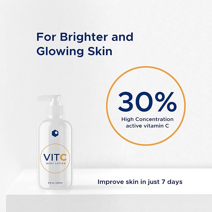 VIT C Body Lotion - Vitamin C Body Lotion - Reduce Fine Lines, Age Spots, Sun Damage, For Clear Bright Skin and Great for High Sun Exposure, for Optimal Skin Health, 8 Fl Oz