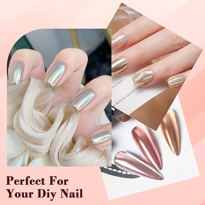 Chrome Nail Powder, Metallic Mirror Effect Chrome Powder Holographic Shimmer Glitter Dust Manicure Decoration Nail Art Pigment for DIY Gel Polish Nail Art, Resin Craft, Salon, Gifts - Red