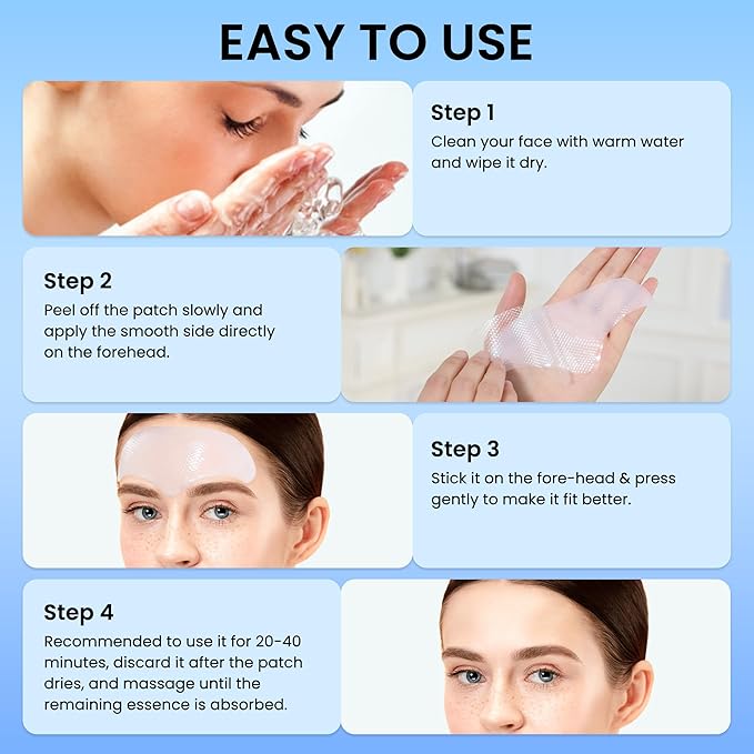 Tripsky Forehead Wrinkle Patches, Overnight Facial Wrinkle Patches With Collagen, Forehead Wrinkles Treatment Jelly Pads Softening Fine Lines
