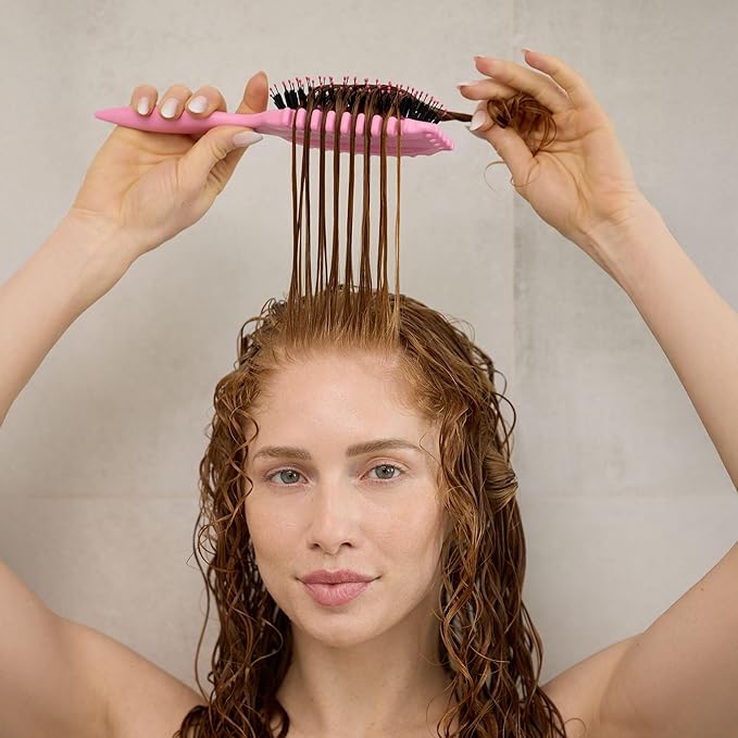 Bounce Curl Define EdgeLift Brush, 5-in-1 Tool for Effortlessly Defined Curls, Waves & Coils, Reduces Frizz - Pink