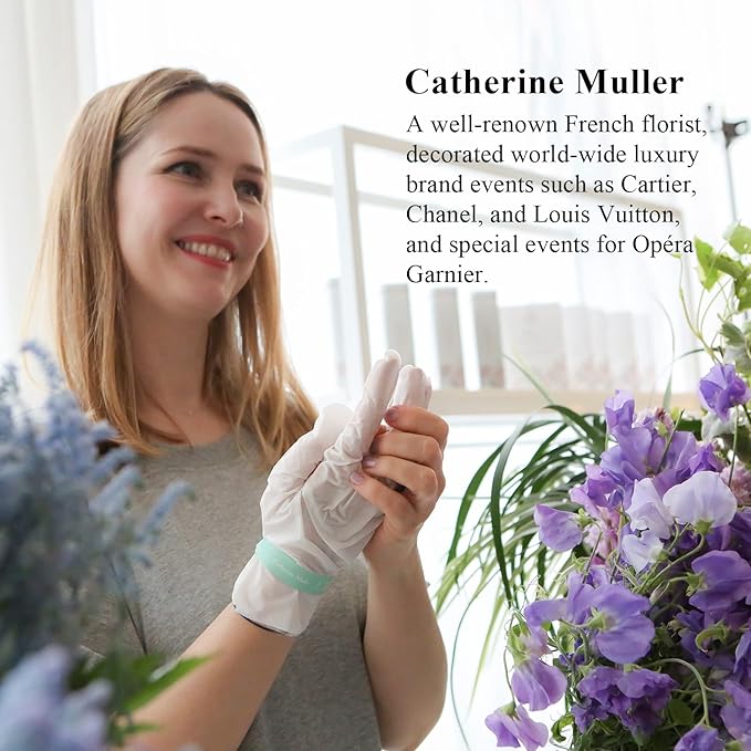 Catherine Muller Floral Hand Mask 8 Pairs, Moisturizing Gloves for Dry Hands withElder Flower & CICA, Repairing and Nourishing Hand Care Treatment for Cracked, Rough, and Dry Skin