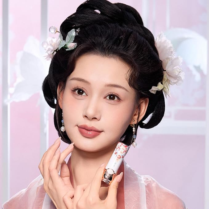 Flower Knows Little Angel Cream Blush and Butterfly Cloud Collar Glossy Lipstick Set,Buildable & Blendable Dewy Makeup,Soft Long-Lasting Cute Make Up(Blush 04 Rose Ashes + Lipstick C07 Red Bean)