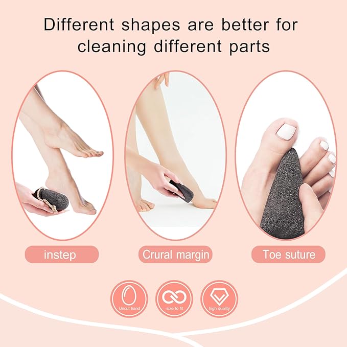 SAMEBUTECO 3 Shapes Natural Volcanic Pumice Stone for Feet Pumice Cleaning Stone for Sole of The Foot,Edges of The Foot,Toe Seams,Foot Scrubber for Dead Skin Remover Deep Clean