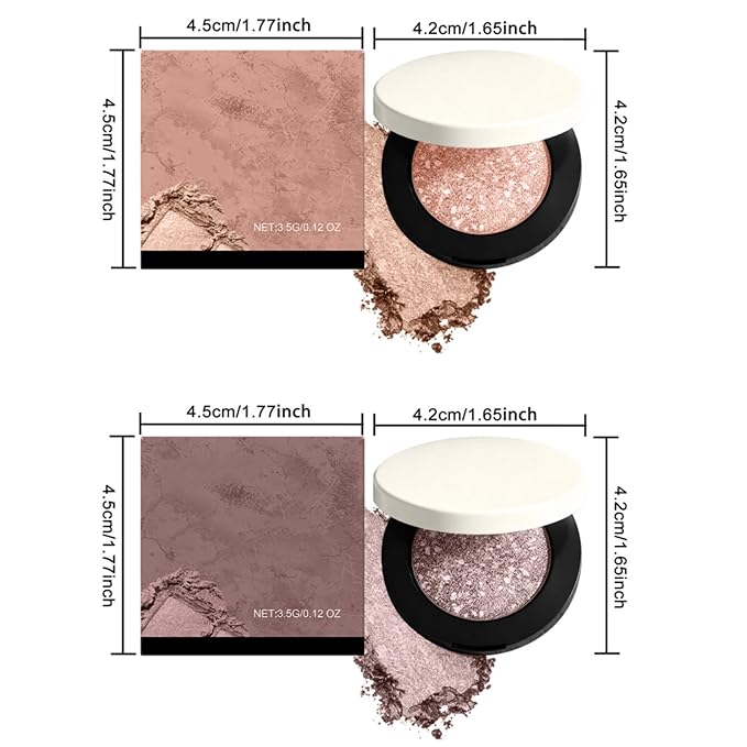 CRIVERY 2PCS Multicolor Metallic Eyeshadow, Buildable, Crease-Proof Powder Eyeshadows, 2026 New Shimmering Metallic Eyeshadow (Natural+Rose Gold)