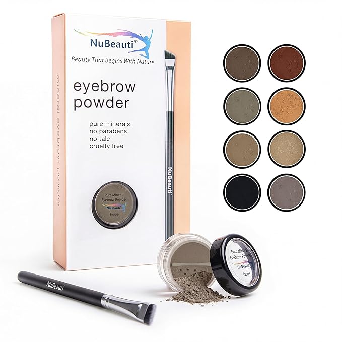 Natural Eyebrow Powder Kit Mica Brow Powder Makeup Kit with Professional Angled Brush 10 Natural Shades No Parabens or Chemicals Eyebrow Shaper Kit