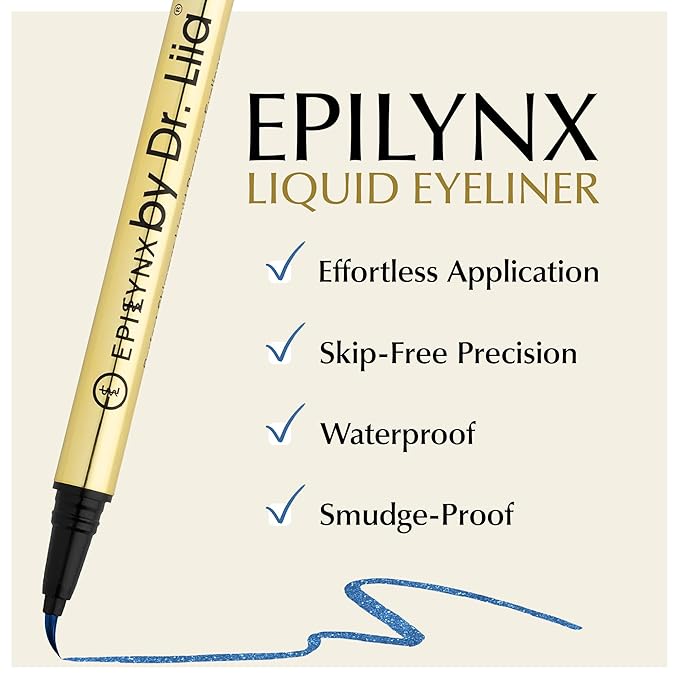 EPILYNX Liquid Eyeliner - Hypoallergenic Eyeliner with Fine Brush Tip, Long-Lasting Waterproof Eye Liner - Cruelty-Free, Vegan, Gluten-Free, Smooth Liquid Eye Liner, Shimmer Royal Blue 2mL