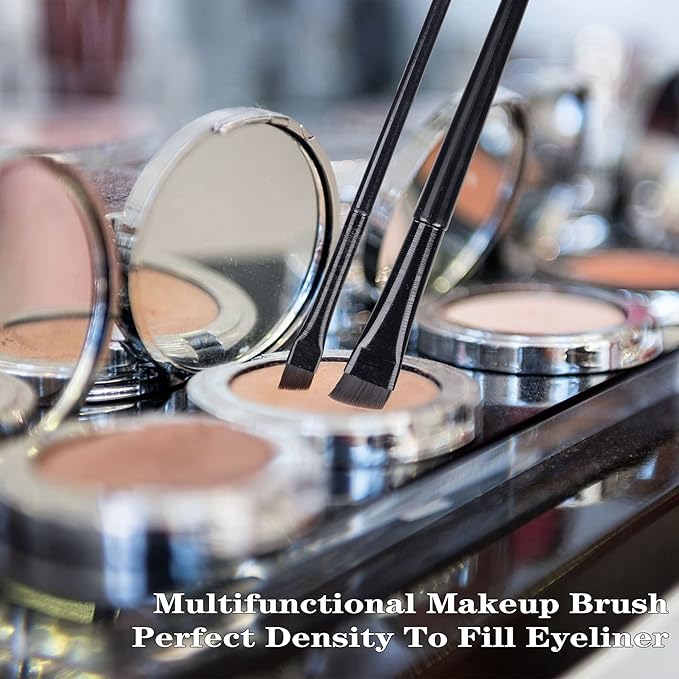 16 Pcs Eyeliner Brush Eyebrow Tint Brushes Brow Brushes Set Flat Tapered Eyebrow Concealer Ultra Thin Christmas Makeup Brush Fine Angled Slanted Eye Shadow Applicator Sticks Brushes