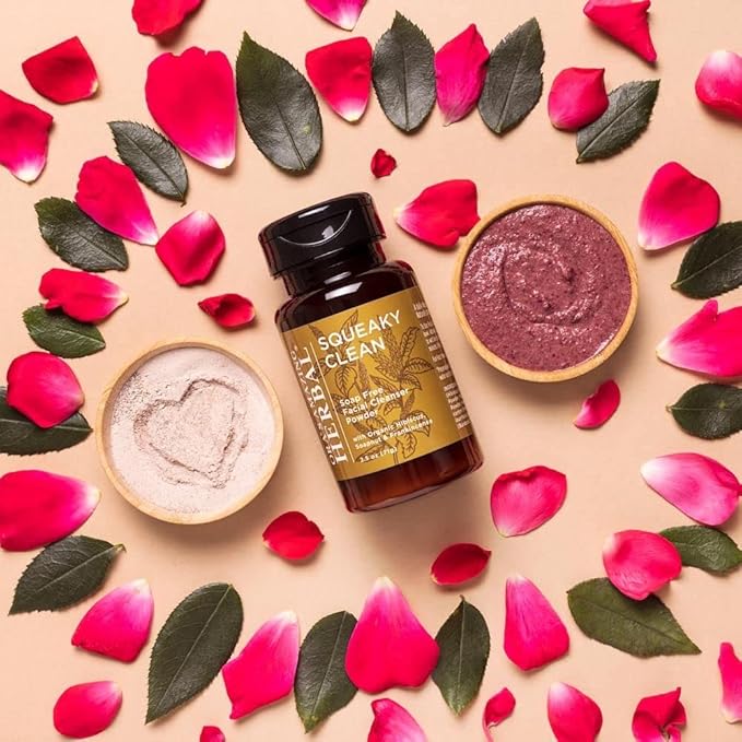 Ora's Amazing Herbal Squeaky Clean, Vegan Hibiscus Face Scrub Powder, Frankincense and Clay Facial Exfoliator