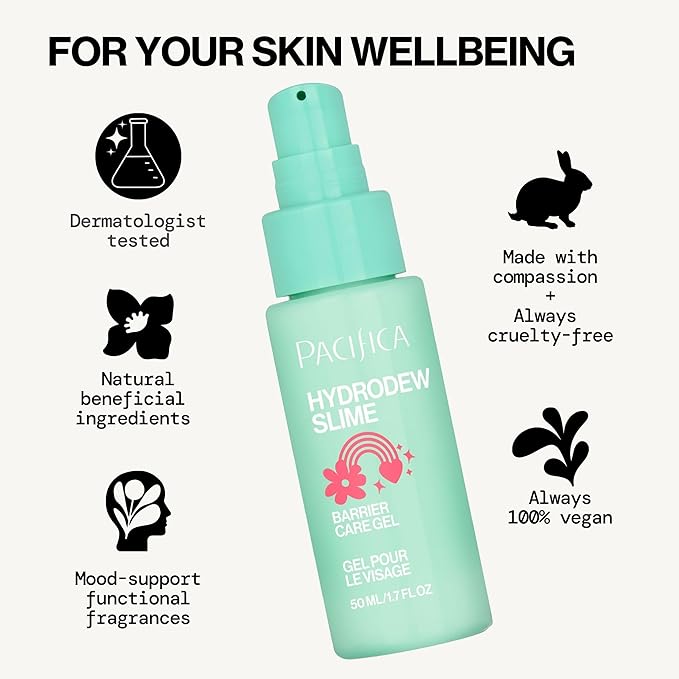 Pacifica Hydrodew Slime Vegan Snail Mucin Barrier Face Moisturizing Gel, Hydrating For Smoothing & Refining Skin, Vegan & Cruelty-Free (Pack of 2)
