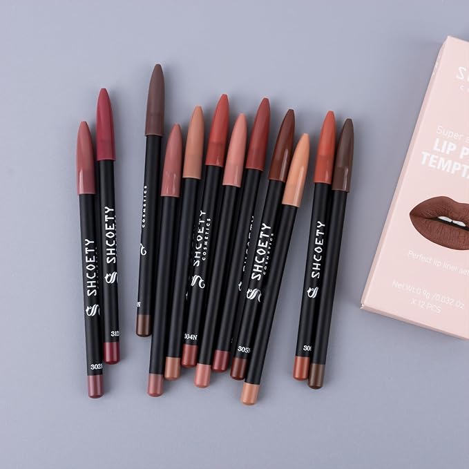 SHCOETY 24 Pcs Matte Lip Liner Set, 2 Packs Waterproof Longwear Lip Pencils, High Pigmented Smooth Lip Makeup (SH012X + SH012NX)