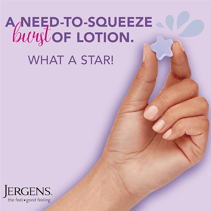 Jergens Lavender Lotion Bursts, Squishy Star-Shaped Moisturizer Bursts, 38 Ct (Pack of 12)