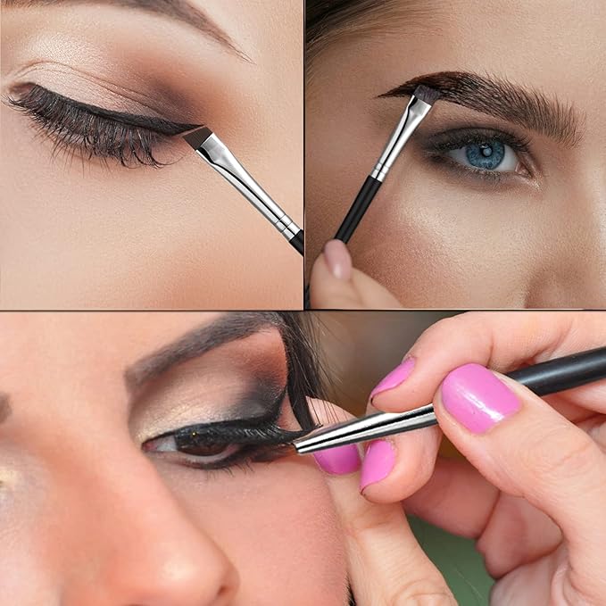 Fine Angled Eyeliner Brush, JASSINS Ultra thin Precision EyeLiner Makeup Brushes Set, Fine Point Eyeliner Brush, Synthetic Bristles Eye Makeup Tool (3 Pcs)