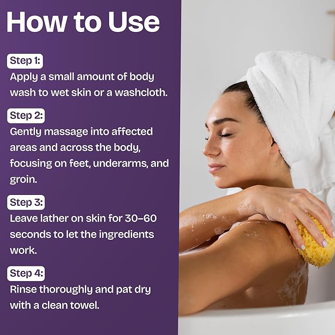 Antifungal Body Wash with Tea Tree Oil | Eczema Body Wash Treats Ringworm, Back Acne & Jock Itch | Antifungal Soap For Men And Women with 1% Tolnaftate (16.9 oz)