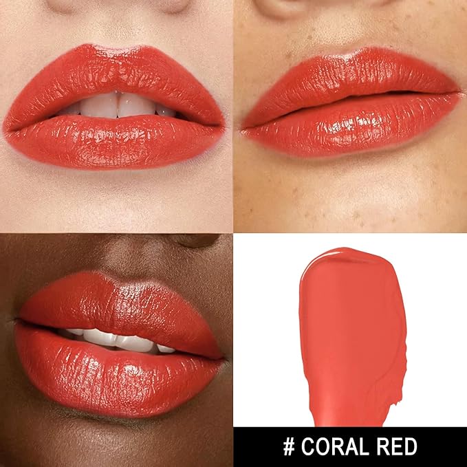 MAKI YIKA Moisture Coral Red Lipstick for Women Hydrate Tinted Lip Balm for Mother's Day Dry Cracked Lips Sheer Lipstick Lip Tinted Glossy Finish,MA053 Coral Red