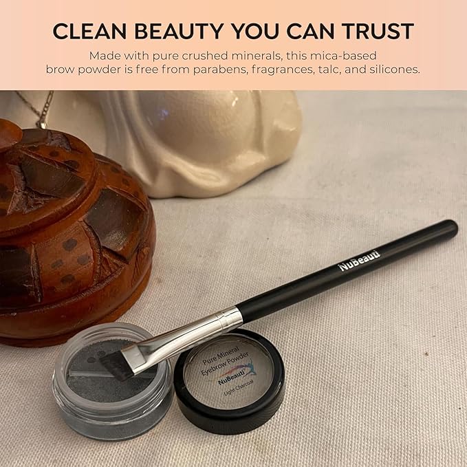 Natural Eyebrow Powder Eyebrow Kit – Mica Brow Powder Eyebrow Makeup Kit with Professional Angled Eyebrow Brush – 10 Natural Shades – No Parabens or Chemicals – Eyebrow Shaper Kit by NuBeauti