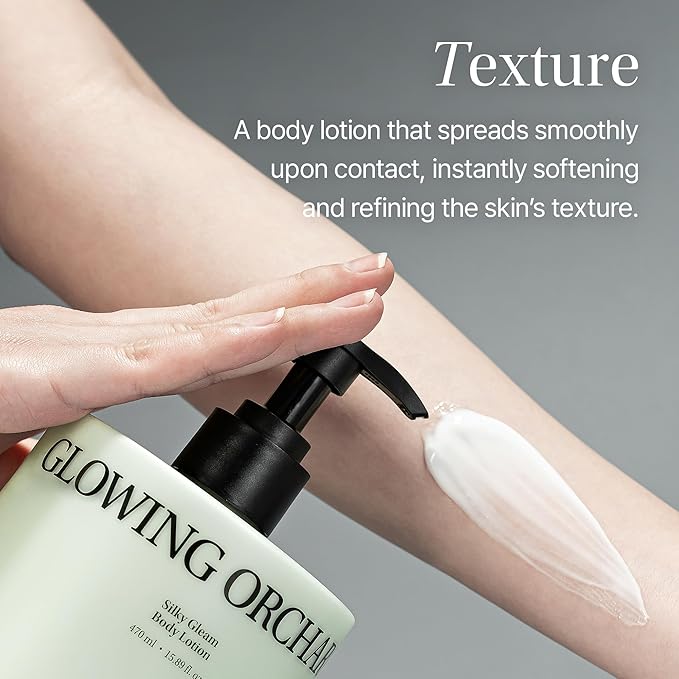 Objet Silky Gleam Body Lotion – Botanical Plant Oils & Butters with Niacinamide and Vitamin C&E – Deep Barrier Hydration, 24H Glow and Smooth Firm Skin – Premium Korean Body Care, Naked Cream (450ml)