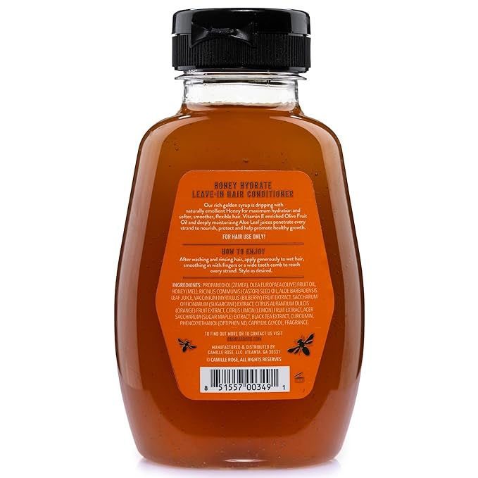 Camille Rose Leave-In Conditioner, Honey Hydrate 2-Pack – Deep Conditioning for All Textures, Low-Porosity Hair, Dry Locs and Braids, Frizz Control, 8 Fl Oz
