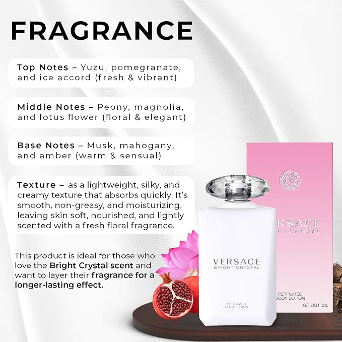 Versace Bright Crystal Perfumed Body Lotion for Women – 6.7 Ounces