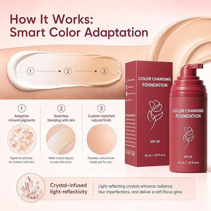 Korean Color Changing Foundation, Foundation For Mature Skin, Concealing Fine Lines And Wrinkles, Moisturizing And Hydrating, Automatically Adjusts Makeup Application (1pc)