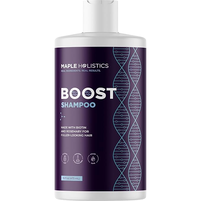 Advanced Biotin Shampoo with Rosemary Oil - Volumizing Shampoo for Thinning Hair for Women & Men with Black Castor Caffeine & B Vitamins - Paraben Silicone and Sulfate Free Vegan Formula (16 Fl Oz)