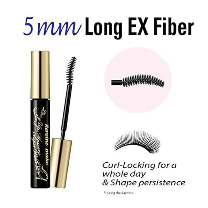 HEROINE MAKE by KISSME Waterproof Mascara Black | Tubing Mascara Volume and Length by Defining Fiber for Long and Curl Eye Makeup for Women, Made in Japan, Black, 1 EA
