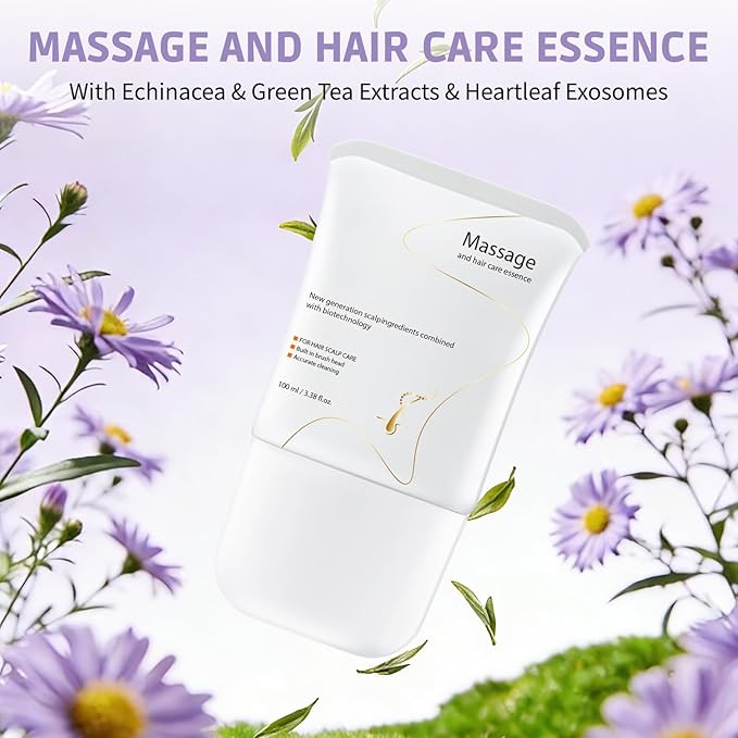 Hair Growth Serum with Built-In Brush, Scalp Serum with Heart Leaf Exosomes & Echinacea & Green Tea Extracts For Hair And Scalp Care, 3.38 Fl. Oz