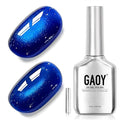 GAOY Blue Glassy Cat Eye Gel Nail Polish, 16ml Holographic Gel Polish with Magnet, Reflective Translucent UV Light Cure, 4417 Navy Blue