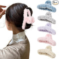 5PCS Large Claw Hair Clips for Thick Hair Big Fuzzy Hair Clips for Women Nonslip Strong Hold Hair Claw Clip (Plush (Blue+Grey+Pink+Purple+Beige))