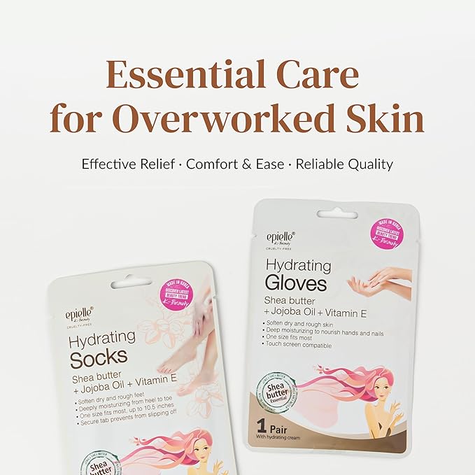 Epielle Hydrating Foot Mask 6 Pairs, Relieve and Soften with Shea Butter & Jojoba Oil, Deep Moisturizing Socks for Dry, Cracked Feet, Self Care Gifts for Women, Spa Kit, Mothers Day Gifts