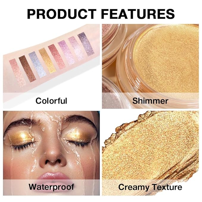 Gold Mousse Shimmer Monochrome Eyeshadow, Neutral Matte Cream Monochrome Eye Shadow Pallette, Long-Lasting Waterproof Blendable sombras para ojos, Mini Eyeshadow(05#, Pack of 1)