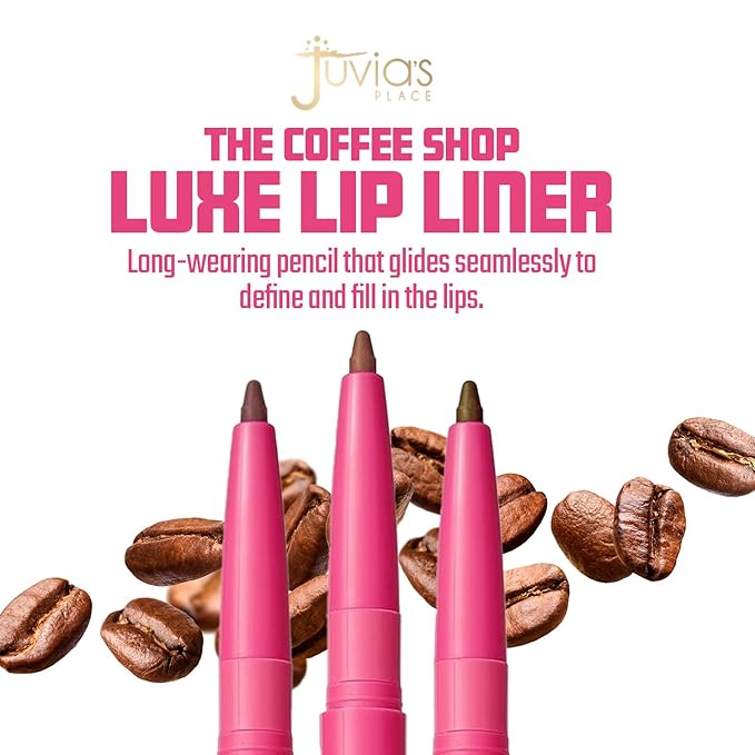 Juvia's Place Coffee Shop Luxe Lip Liner: Coffee Bean - Colorstay Matte Finish Lip Pencil, Makeup for Natural Long Lasting Beauty and Sensational Wear, Lip Stain Kiss Proof Cometics
