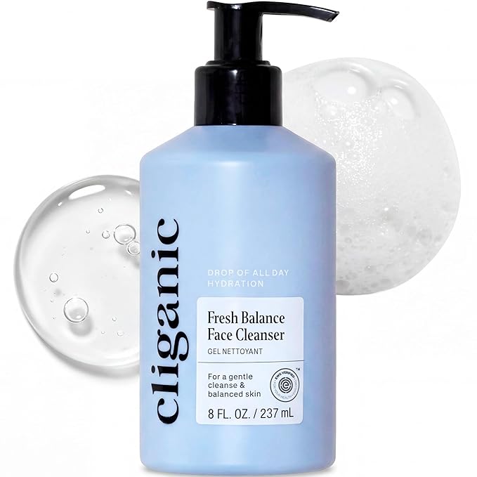 Cliganic Hydrating Facial Gel Cleanser with Triple Botanical Complex® – Clean Gentle Face Wash with Jojoba, Rosehip Argan Oils Removes Makeup Impurities Aloe Vera Glycerin for Balanced Glowing Skin