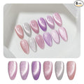 GAOY Glitter Purple Cat Eye Gel Nail Polish Set with Magnet for Pink Holographic Cat Eye, Salon Gel Manicure and Nail Art DIY at Home